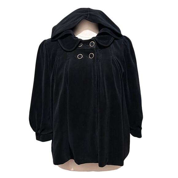 Juicy Couture Jackets & Blazers - Juicy Couture Black Velvet Hooded Swing Coat/Jacket/Cape Goth Fairycore, Size L